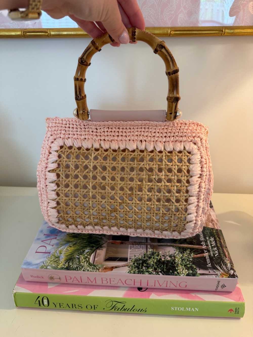 BTB Elodie Rattan handbag with bamboo handle - Picture 5 of 10